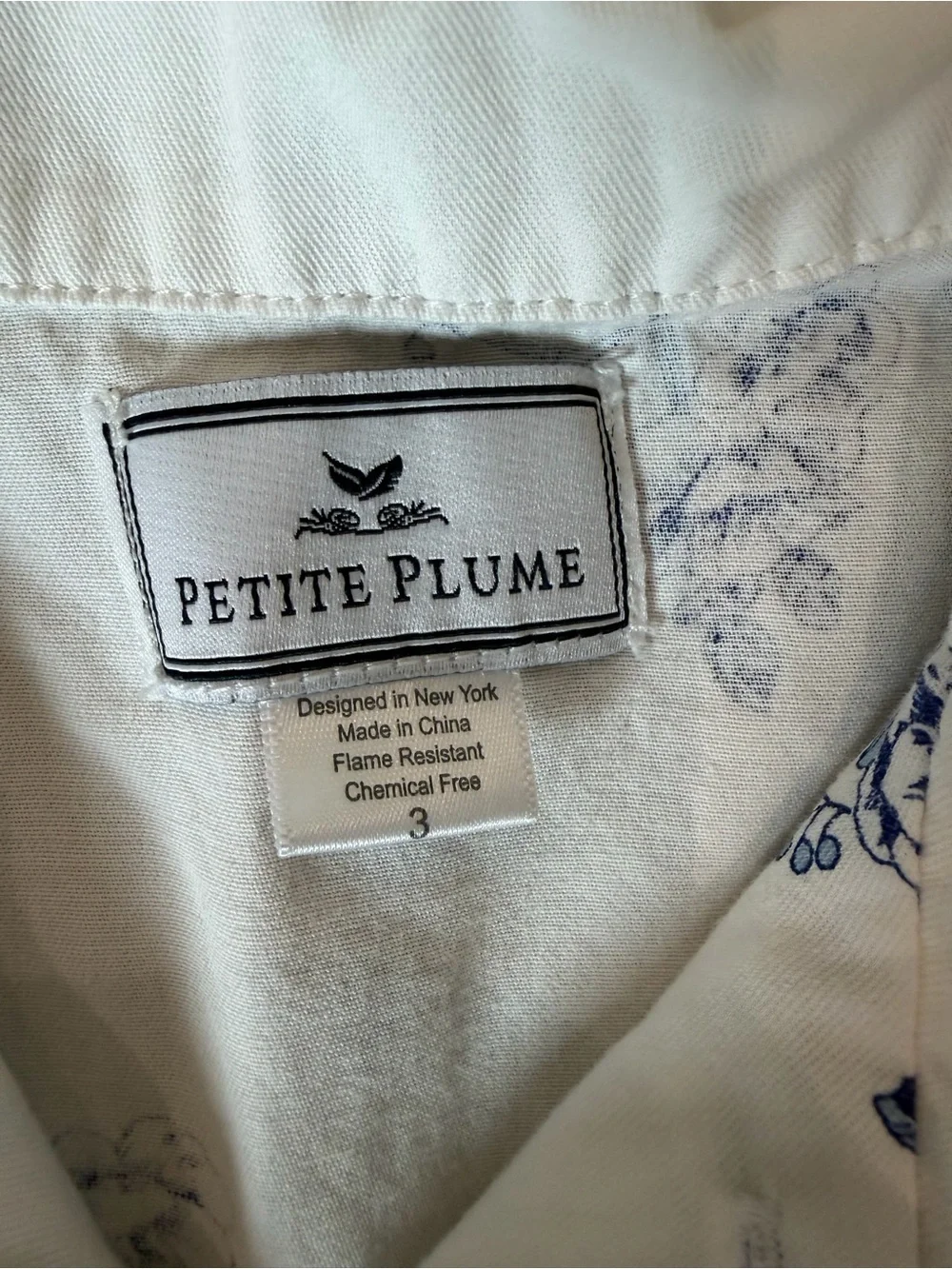 🌙 Petite Plume Blue & White Floral Pajama Set 3T Classic Cotton